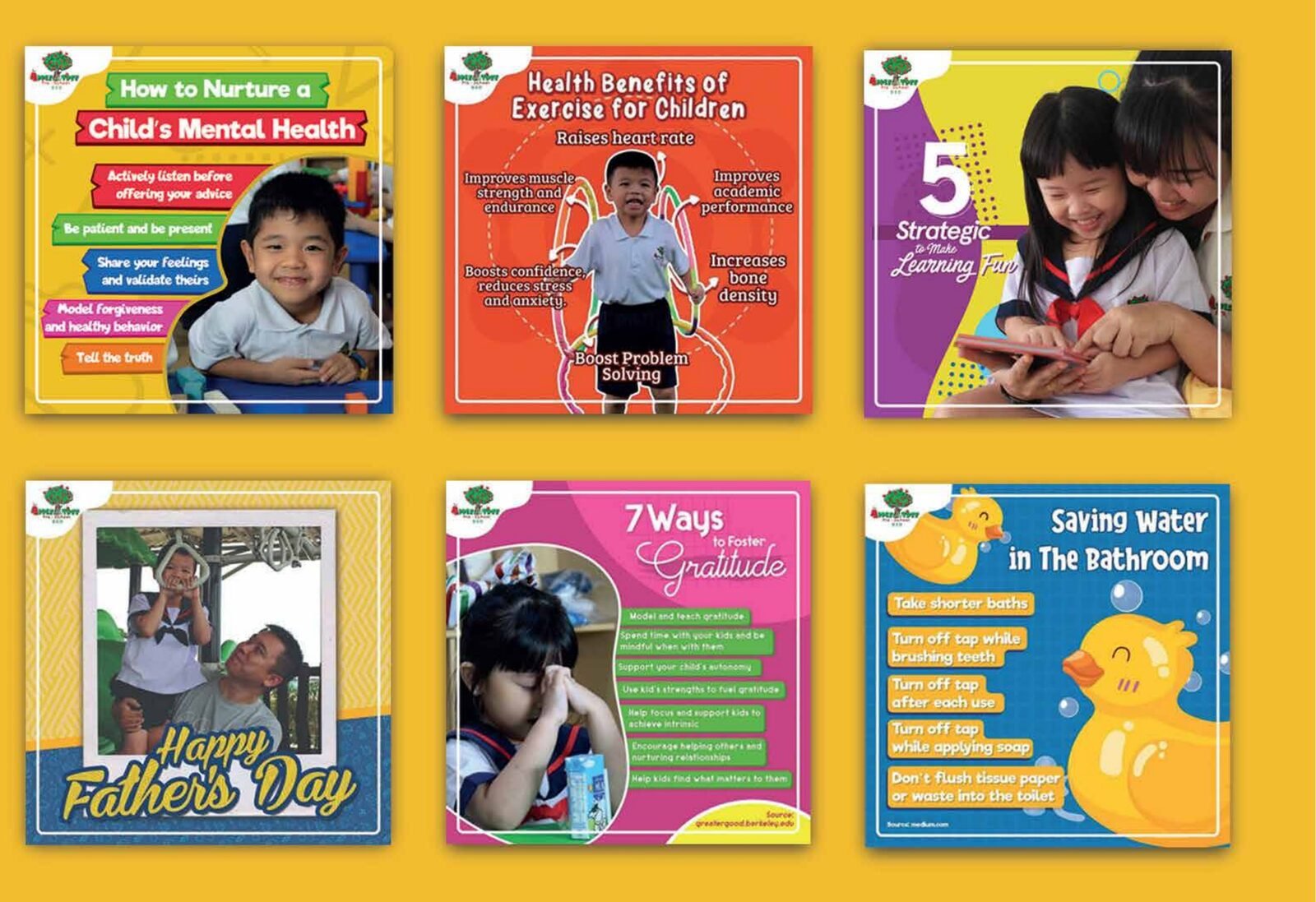 Apple Tree Pre-School social media design grid
